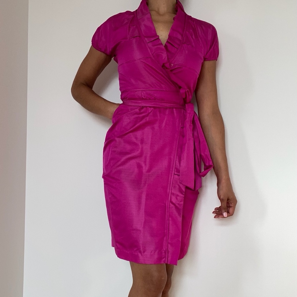 DVF Fuchsia Silk Wrap Dress, Size 0
